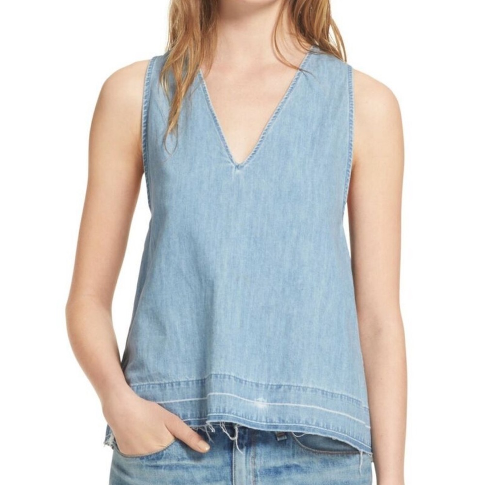 Rag and Bone Sleeveless Chambray Shirt Size M